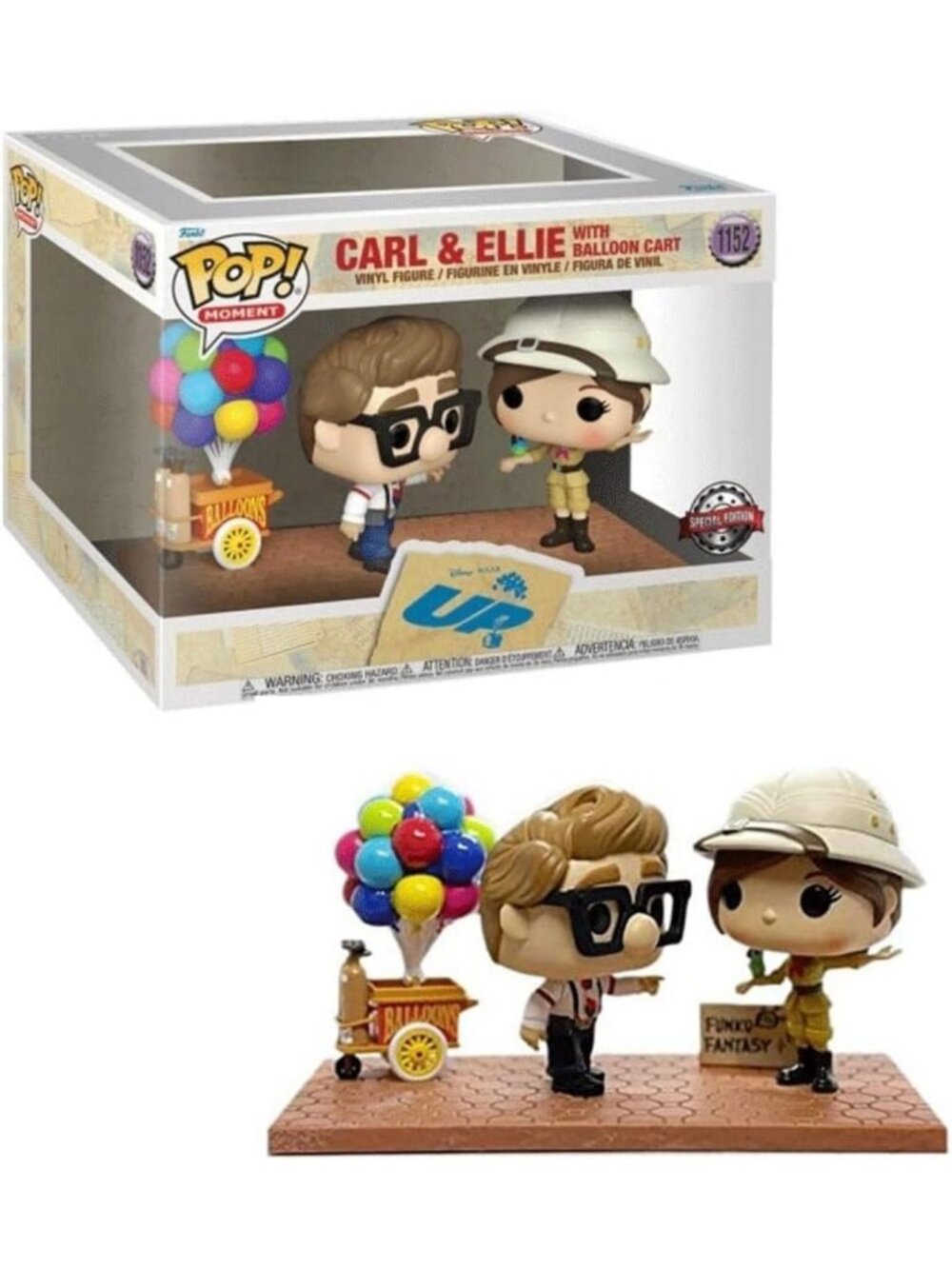 Adorable Disney Pixar Up Carl & Ellie Vinyl Figures with Balloon Cart - Special